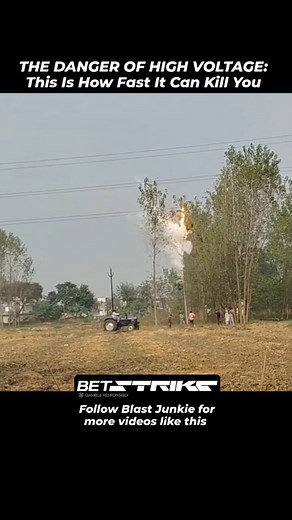 BlastJunkie💣 on Instagram: "This is not a firework. This is a terrifying example of an Arc Flash—the explosive force created when electricity jumps a gap, vaporizing metal and heating the air to temperatures hotter than the surface of the sun. You can see the initial Fireball, followed by the deafening Blast Wave (listen closely!). ​What went WRONG (and why they survived): ​Improper Clearance: The tree clearing operation was too close to the high-voltage lines. Insulation failure was inevitable
