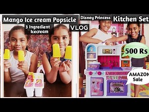 Mango Popsicle || Disney Princess Kitchen Set || 3 Ingredient Ice Cream || Joanna & Susanna
