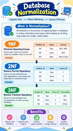 Database Normalization Explained 🔥 1NF vs 2NF vs 3NF | DBMS #Shorts