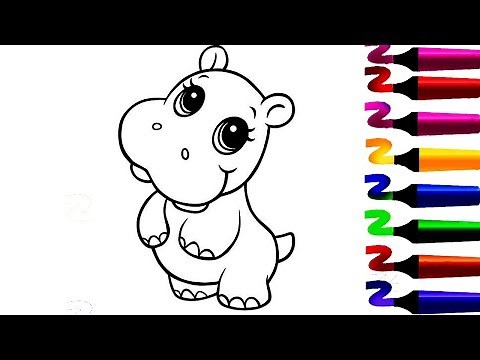 Coloriage hippopotame !!! Coloriage magique! Comment colorier et dessiner hippopotame ?