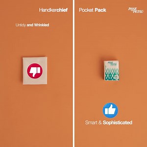 A handkerchief gets wrinkly and looks unkempt. Pick A Pocket Pack to keep a professional and tidy look! #PickAPocketPack | Rose Petal