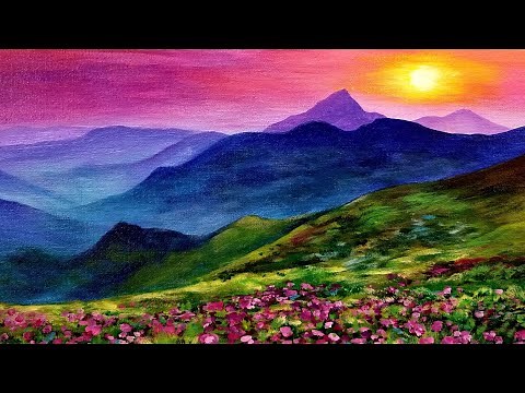 Sunset Landscape LIVE Acrylic Painting Tutorial