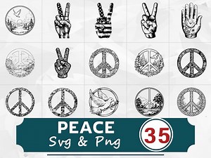 Peace Sign SVG PNG Bundle, Hippie Retro Clipart, Cricut Cut File - Etsy
