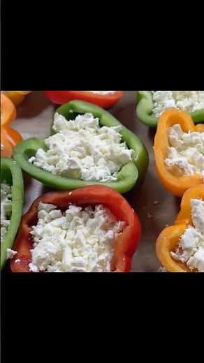 Stuffed peppers with feta in the oven. Only 2 ingredients!