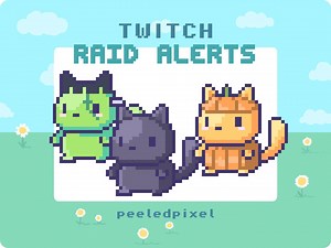 Halloween Cat Twitch Raid Alert Pack | Cute Animated Pixel Cat Bundle | Stream Animal Raid Overlay Assets | 3x Alerts - Etsy