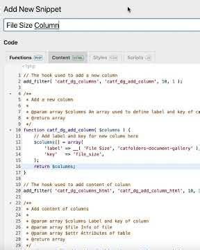 How to Add A Custom Column in CatFolders Document Gallery Using Hooks | File Size Column