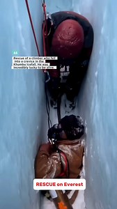 Rescue of a climber who fell into a crevice in the Khumbu Icefall. He was incredibly lucky to be alive. 📷 : Very Stylish #Everest #mounteverest #EverestBaseCamp #snowmountain #mountains #outdoors #extremesports | Agus S Maruf