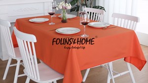 FOLINS&HOME Orange Rectangular Table Cloth in Heavy Duty and Water Resistant Polyester-Wrinkle Free Spillproof and Washable Tablecloths 60 x 84 inch-Table Cover for Indoor and Outdoor-Oblong/Rectangle