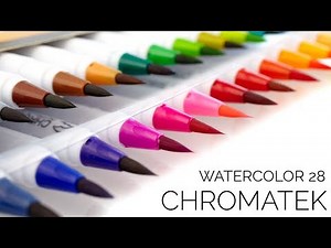Watercolor Brush Pens Ultimate Tutorials Set , 27 Pens & One Blending Brush From Chromatek