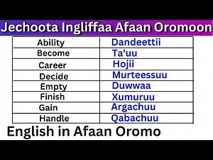 Jechoota Ingliffaa Afaan Oromoon (English in Afaan Oromo) Learn English in Afaan Oromo 4