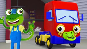 Baby Truck bounces through the town to the tune of the wheels on the bus song, a new version of the wheels on the baby truck! Gecko sings this nursery rhymes and kids songs in this educational video for toddlers. | Toddler Fun Learning
