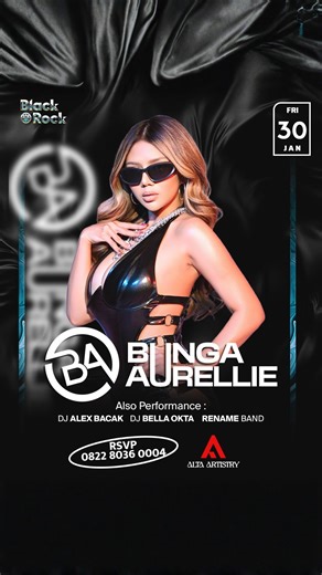 Blackrock Bengkulu on Instagram: "Holla Rockin’ People! Get ready for another unforgettable night at Blackrock Dining and Bar — where every beat brings the party to life! This time, we’re turning up the heat with a special performance by the electrifying DJ @bungaaurellie , ready to drop the hottest tracks and keep you dancing all night long. 📅 Save the date:Jan, 30th 2026 🔥 Let the rhythm take over and experience the ultimate nightlife vibes right in the heart of Bengkulu. Whether you’re here