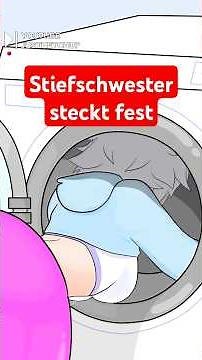 Die Stiefschwester steckt in der Waschmaschine fest
