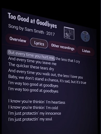 Too good at goodbyes 😔🎧 #lyrics #music #song #samsmith #lirickoss | song with lyrics