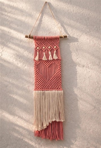 Macrame Heart Wall Hanging – Handcrafted Cotton Fiber Art - Etsy