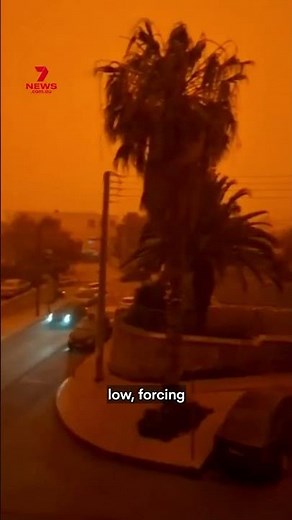 Sky turns red in the Greek island of Crete
