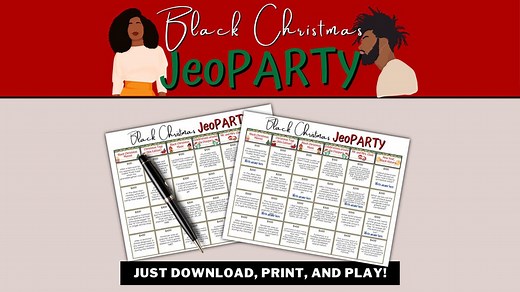 Black Jeopardy Christmas Game: Printable Christmas Party Activity (PDF Download) - Etsy