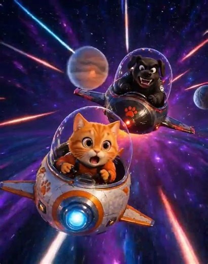 🐱🚀 A Cat Escaping a Dog… In Space?!