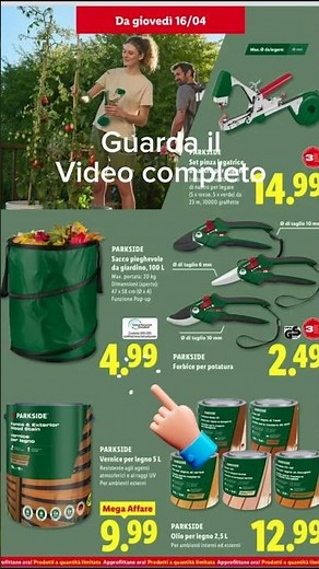 VOLANTINO PARKSIDE LIDL ITALIA 16-22 APRILE 2026 IN ANTEPRIMA 🔥 SUPER OFFERTE FAI DA TE giardino