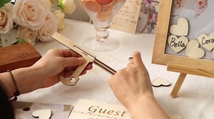 OurWarm Wedding Guest Book Alternative, Drop Top Frame with 102 Wooden Hearts, Rustic Sign in Guest Book for Wedding Baby Shower Reception Decorations