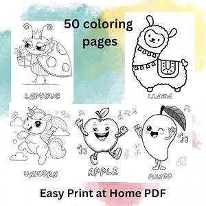 50 Dancing Fruits and Animals Coloring Pages (PDF Pattern) - Etsy