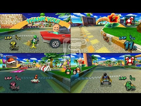 Mario Kart Wii All 32 Stages 4 player 150cc 60fps