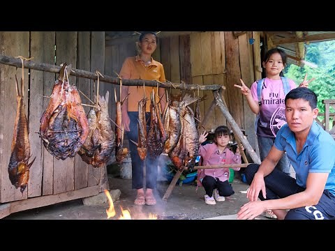 Harvesting Smoked Processed Fish Bringing to the Market for Sale, Take the children to school