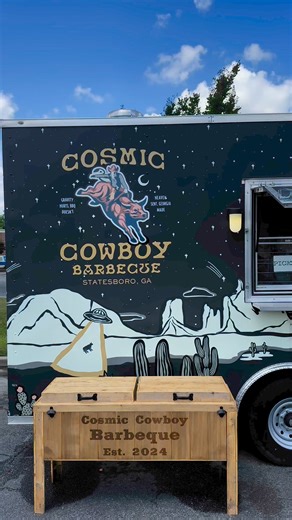 Cosmic Cowboy BBQ, located at 24087 US-80, serves Texas style pit-smoked BBQ that is out of this world! ✨Cosmic Cowboy is open every Wednesday-Saturday from 11am until they sell out. Don’t miss out on the deliciousness, stop by and check them out! | Visit Statesboro!