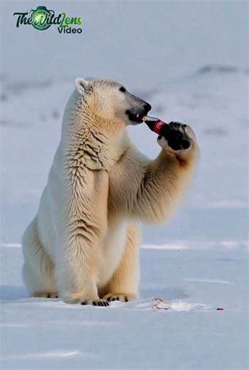 Polar Bear Cola Drinking Challenge #animals #animalfunny