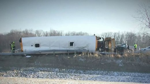 Video shows inside of Ohio school bus as it overturns with students onboard