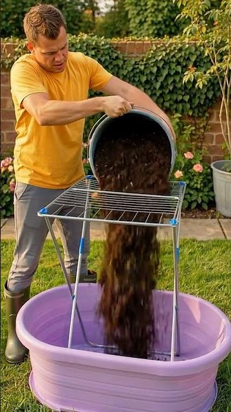 Transform a Drying Rack into a Vibrant Hanging Garden! 🌿 #DIY #GardenMagic