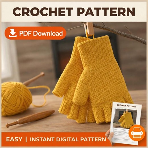 CROCHET PATTERN - Easy Fingerless Gloves Crochet Pattern Basic Mitten Hand Warmers Instant Digital Download PDF Crochet Pattern - Etsy