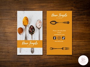 Editable Catering Business Card Template: Chef Design (canva) - Etsy