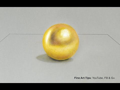 How to Draw a Gold Sphere With Color Pencils - Narrated