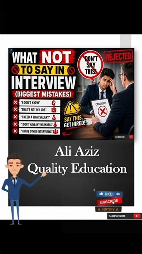Never Say These Things in an Interview ❌ | #aliazizqualityeducation