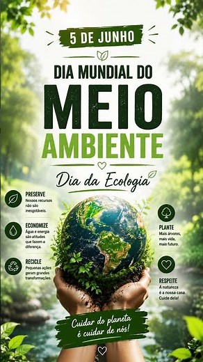 🌎 Dia Mundial do Meio Ambiente e da Ecologia 💚 Preserve o planeta!