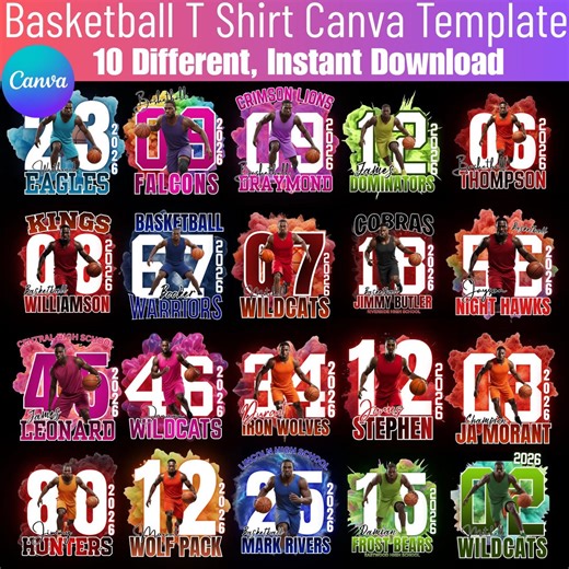 20 Basketball T Shirt Canva Editable Template, Team Basketball Shirt Designs, Rap Tee, Basketball Senior Night, Basketball Player Templates - Etsy