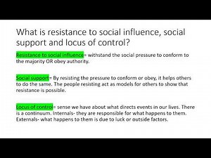 AQA A Level Psychology - Social Influence - Resistance to social influence