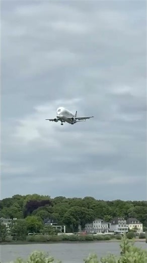 Airbus Beluga ST beim Endanflug auf den Werksflughafen in Finkenwerder #aircraft #beluga #hamburg