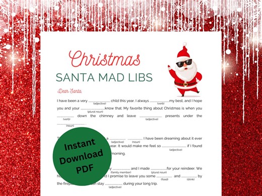 Christmas Mad Libs Game | Printable Holiday Kids Activity - Etsy