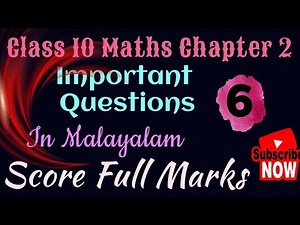 Important Question Of CBSE Class 10 Maths Chapter 2 Polynomials In Malayalam