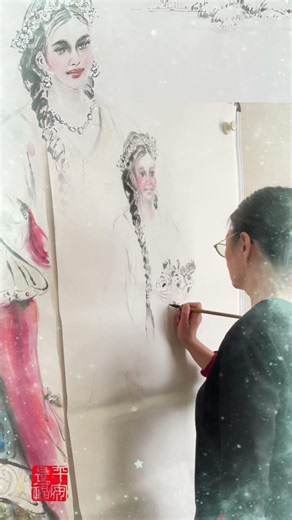 #伍华老师写意人物画 #中国画 #圣经人物画#雅歌书拉密女