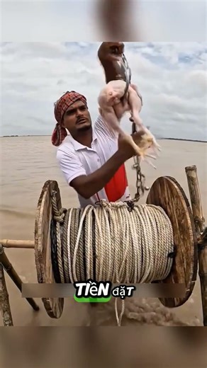 How Indians catch fish using giant hooks.