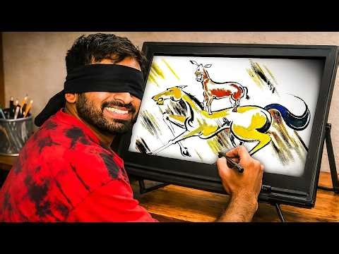 🤯 Blindfolded Drawing Challenge: Can I Nail It? 🔴 #challenge