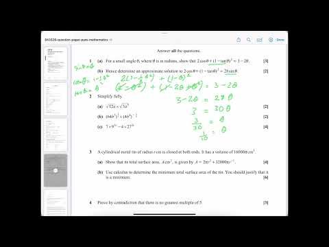 @Katiedoesmaths OCR A-level Maths Oct 2020 Pure paper 1 Q1,2