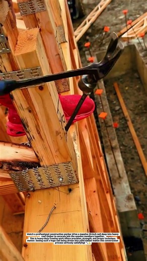 🔥 PRO Roofer Drives a MASSIVE 20-Inch Nail Into Roof Timber! 🤯