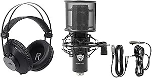 Rockville RCM PRO Studio Recording Condenser Microphone Mic+AKG Headphones