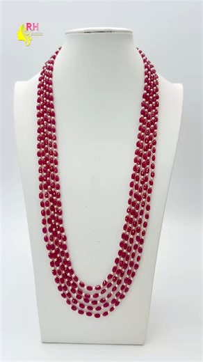 Cut Ruby Pearls Customized Necklace at Lowest Price | Elegant Ruby Pearls Design