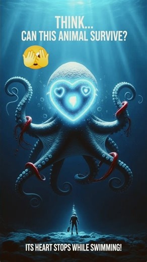 This Octopus Literally Stops Its Own Heart While Swimming! 😱💔 #facts #animals