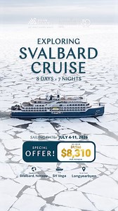 Journey to the Arctic aboard Swan Hellenic with us! For a limited time, experience our July 4–11, 2026 Svalbard Expedition for as low as $8,310 per person. ✅ Upgraded Balcony Stateroom aboard the elegant SH Vega ✅ Regional flights from Copenhagen to Longyearbyen ✅ One-night pre-cruise hotel stay in Copenhagen ✅ One selected shore excursion per port for close-up Arctic encounters ✅ All meals onboard Standard Wi-Fi included Countless travelers have discovered the beauty of boutique polar explorati